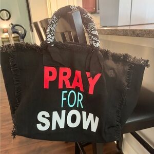 Hip Chick Canvas Tote Bag Pray for Snow. Sold out. Rare.